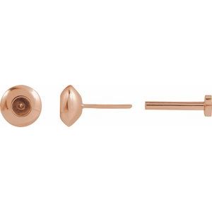 14K Rose Gold 2.5 mm Round Domed Bezel-Set Earring Mounting