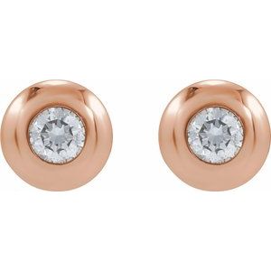 14K Rose Gold 1/10 CT Lab-Grown Diamond Domed Bezel-Set Earring