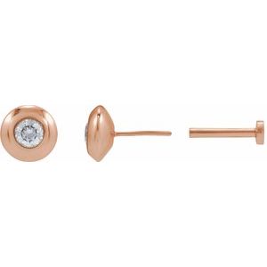 14K Rose Gold 1/10 CT Natural Diamond Domed Bezel-Set Earring