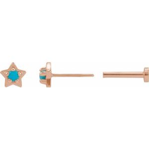 14K Rose Gold Natural Turquoise Petite Star Earring