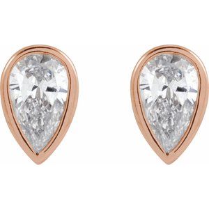 14K Rose Gold 1/10 CT Natural Diamond Bezel-Set Earring – image 2