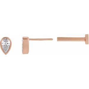 14K Rose Gold 1/10 CT Natural Diamond Bezel-Set Earring