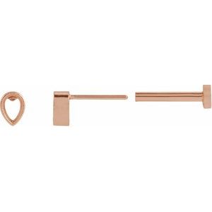 14K Rose Gold 3x2 mm Pear Bezel-Set Earring Mounting