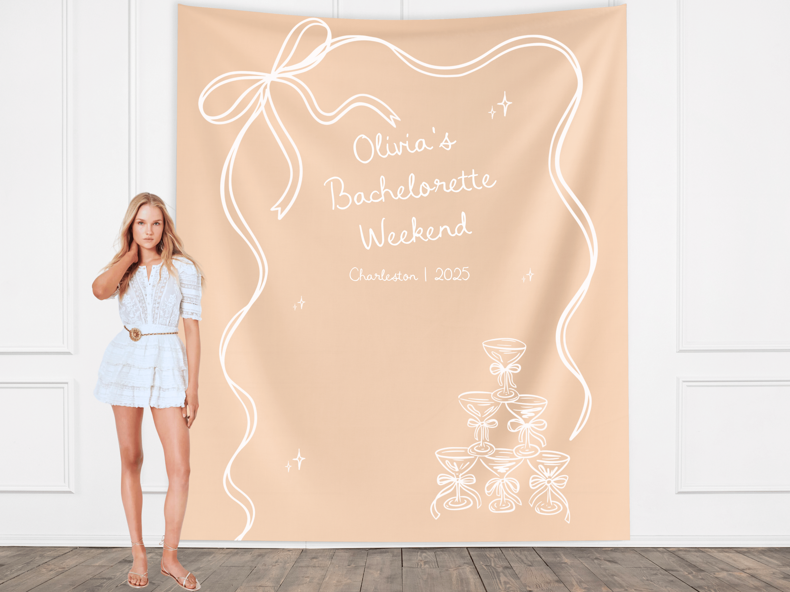 Bow & Champagne Custom Banner