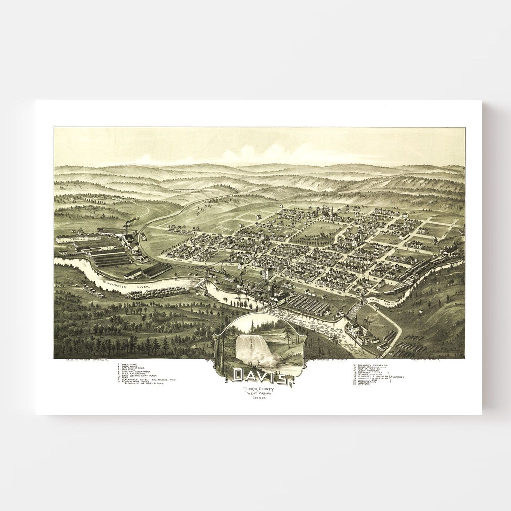 Vintage Map of Davis, West Virginia 1898
