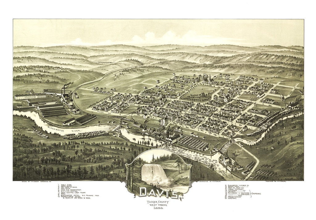 Vintage Map of Davis, West Virginia 1898