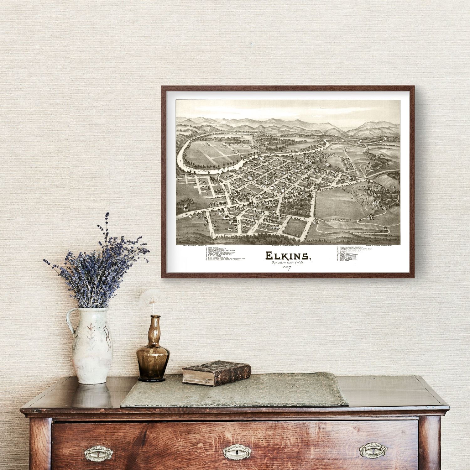 Vintage Map of Elkins, West Virginia 1897