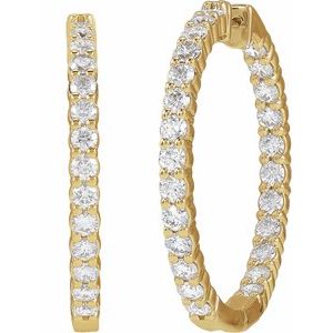 14K Yellow Gold Vermeil 5 CTW Lab-Grown Diamond Inside-Outside 37.8 mm Hoop Earrings – image 2