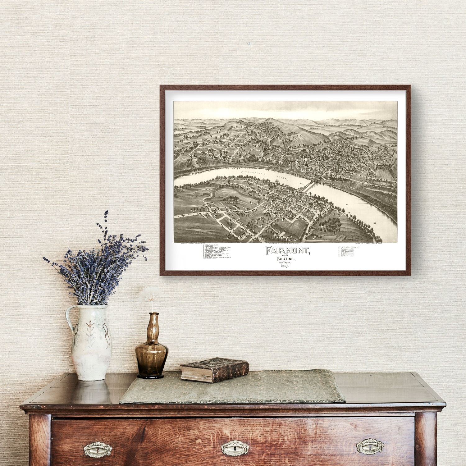 Vintage Map of Fairmont & Palatine, West Virginia 1897