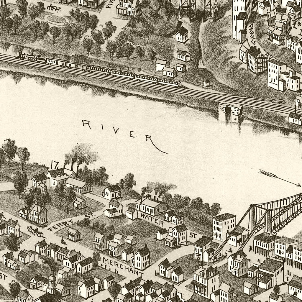 Vintage Map of Fairmont & Palatine, West Virginia 1897