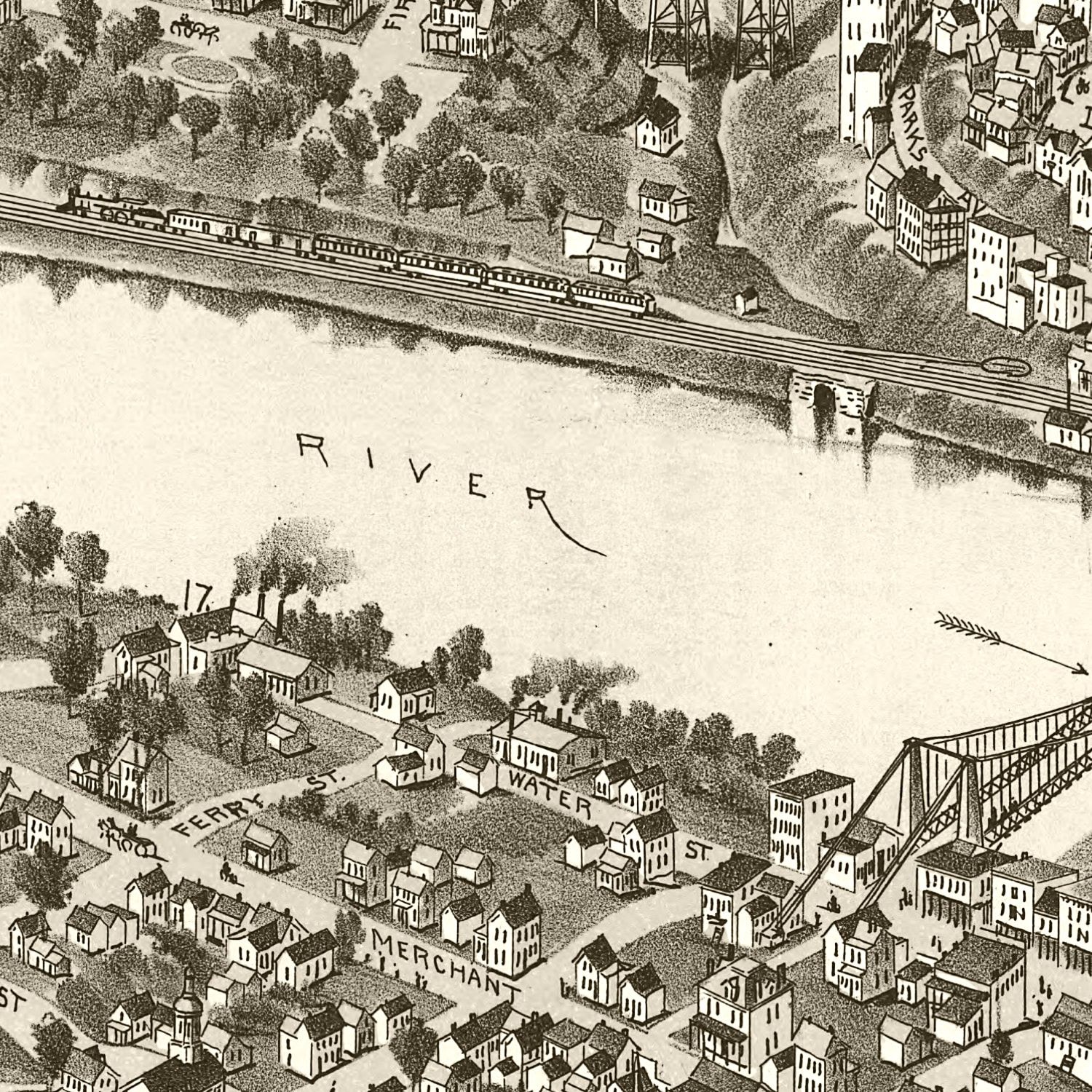 Vintage Map of Fairmont & Palatine, West Virginia 1897