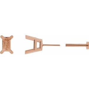 14K Rose Gold 5x3 mm Emerald 4-Prong Earring Mounting