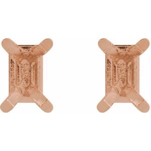14K Rose Gold 5x3 mm Emerald 4-Prong Earring Mounting – image 2