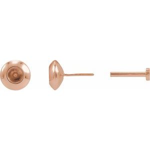 14K Rose Gold 3 mm Round Domed Bezel-Set Earring Mounting