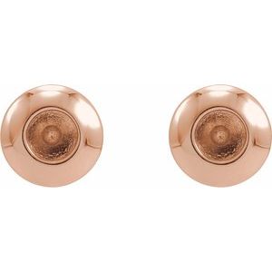 14K Rose Gold 3 mm Round Domed Bezel-Set Earring Mounting – image 2