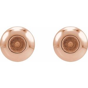 14K Rose Gold 2 mm Round Domed Bezel-Set Earring Mounting – image 2