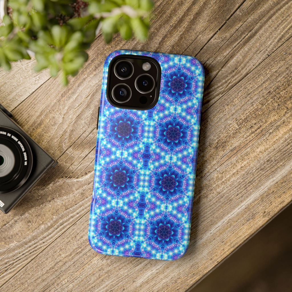 Blue Mandalas with Neon Lights Tough Phone Cases