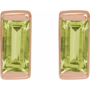 14K Rose Gold Natural Peridot Earring
