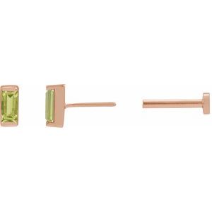 14K Rose Gold Natural Peridot Earring