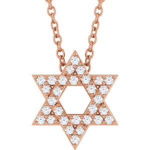 14K Rose Gold 1/10 CTW Natural Diamond Star of David 16-18" Necklace
