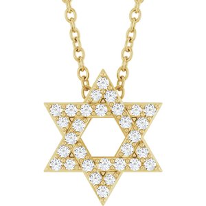14K Yellow Gold 1/10 CTW Natural Diamond Star of David 16-18" Necklace