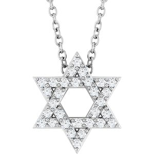 Sterling Silver 1/10 CTW Natural Diamond Star of David 16-18" Necklace
