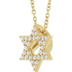 14K Yellow Gold 1/10 CTW Natural Diamond Star of David 16-18" Necklace