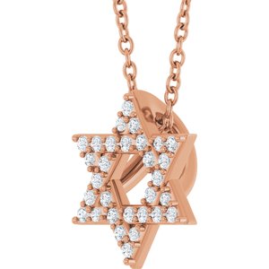 14K Rose Gold 1/10 CTW Natural Diamond Star of David 16-18" Necklace
