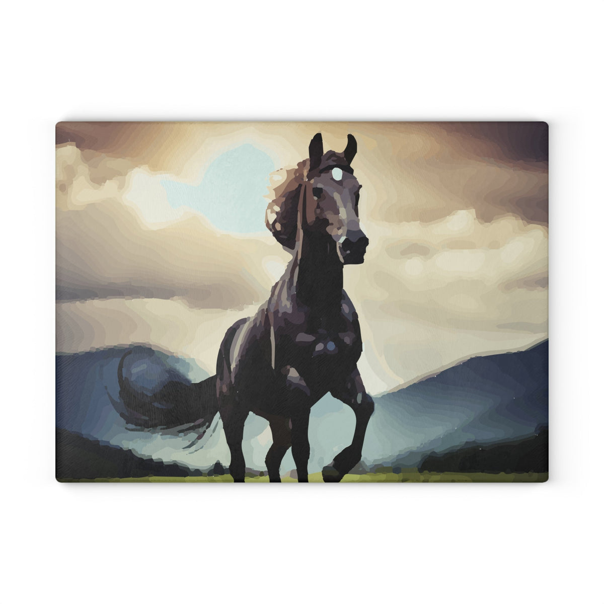 Wild Black Horse Glass Cutting Board