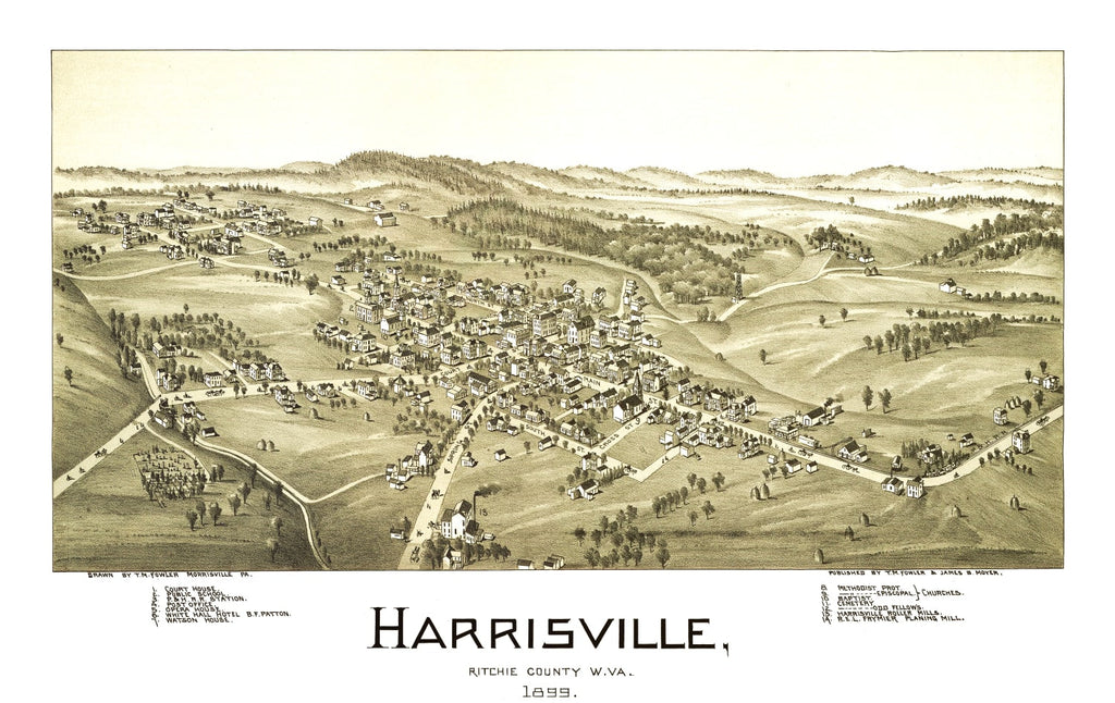 Vintage Map of Harrisville, West Virginia 1899