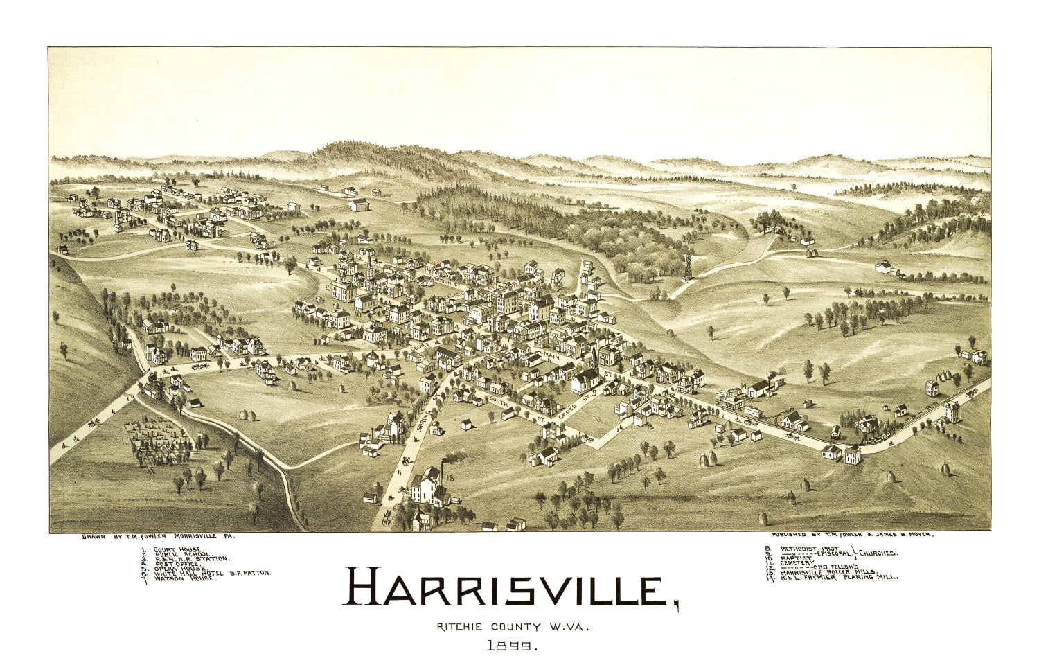 Vintage Map of Harrisville, West Virginia 1899