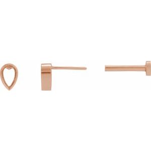 14K Rose Gold 4x2.5 mm Pear Bezel-Set Earring Mounting