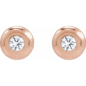 14K Rose Gold .06 CT Natural Diamond Domed Bezel-Set Earring – image 2