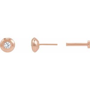 14K Rose Gold .06 CT Natural Diamond Domed Bezel-Set Earring