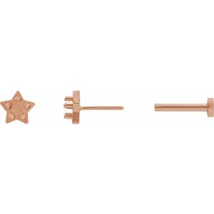 14K Rose Gold 2 mm Round Cabochon Star Single Earring Mounting