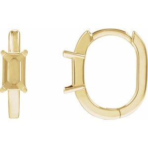 14K Yellow Gold 5x3 mm Emerald 13 mm Hoop Earring Mounting