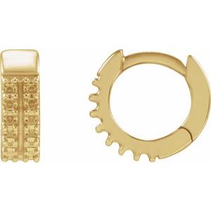 14K Yellow Gold 1.2 mm Round Double-Row Hinged 10 mm Hoop Earring
