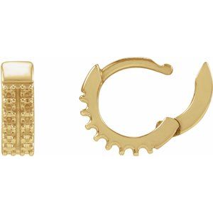 14K Yellow Gold 1.2 mm Round Double-Row Hinged 10 mm Hoop Earring – image 2