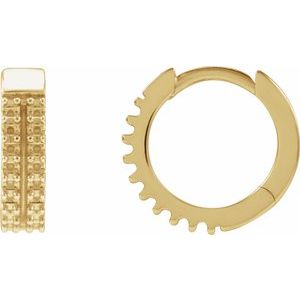 14K Yellow Gold 1.2 mm Round Double-Row Hinged 12 mm Hoop Earring