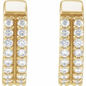 14K Yellow Gold 1/4 CTW Lab-Grown Diamond Double-Row 12 mm Hoop Earrings – image 2