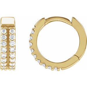 14K Yellow Gold 1/4 CTW Lab-Grown Diamond Double-Row 12 mm Hoop Earrings