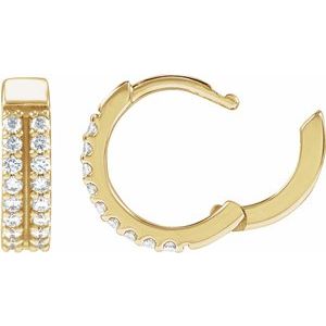 14K Yellow Gold 1/4 CTW Lab-Grown Diamond Double-Row 12 mm Hoop Earrings – image 3