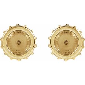 14K Yellow Gold 5.2 mm Round Bezel-Set Hidden Halo-Style Stud Earring Mounting – image 2