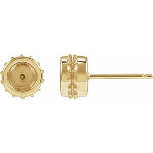 14K Yellow Gold 5.2 mm Round Bezel-Set Hidden Halo-Style Stud Earring Mounting