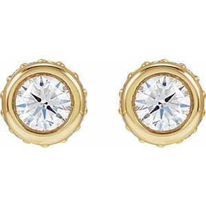 Platinum 4.1 mm Round 1/10 CTW Lab-Grown Diamond Semi-Set Hidden Halo-Style Stud Earring – image 2