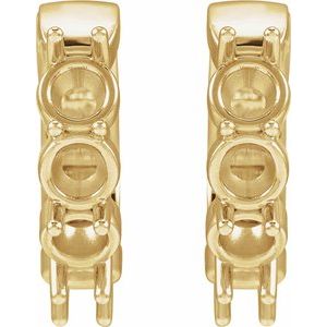 14K Yellow Gold 3.5 mm Round Hinged 14.3 mm Hoop Earring Mounting – image 2