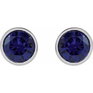 14K White Gold 4 mm Lab-Grown Blue Sapphire Stud Earrings – image 2