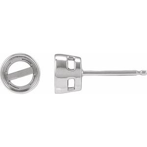 Platinum 7 mm Round Bezel-Set Stud Earring Mounting
