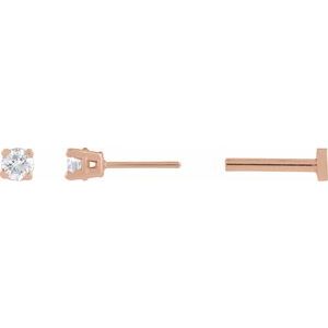 14K Rose Gold .06 CT Natural Diamond Earrings