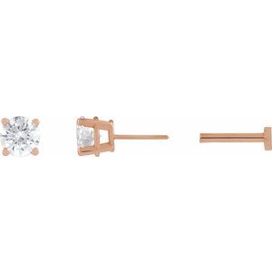 14K Rose Gold 1/2 CT Lab-Grown Diamond Earring